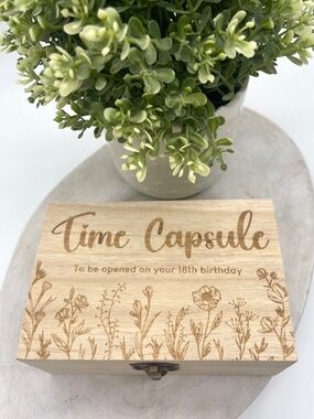 Brand New Wooden Baby Time Capsule Box | 18th Birthday Memory Keepsake | First B